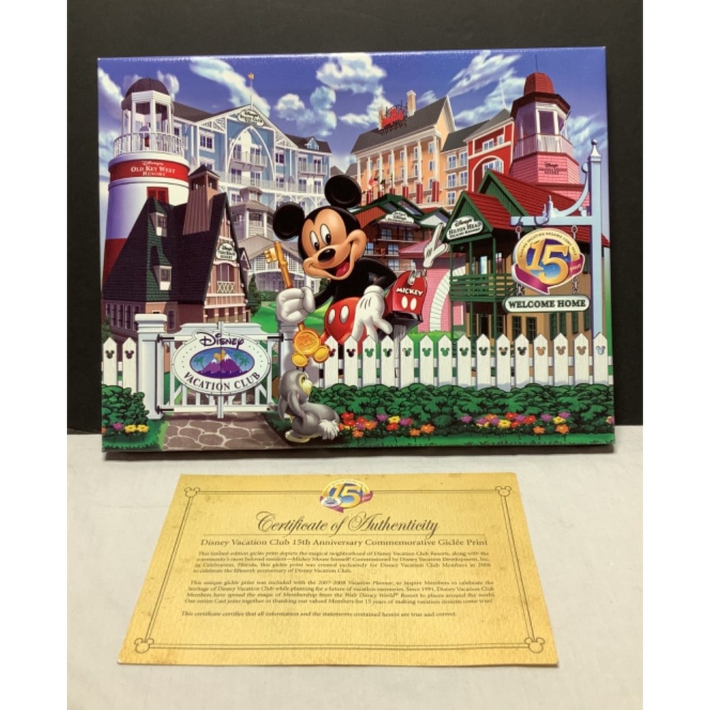 Disney Vacation Club 15th Anniversary Commemorative Giclee Print 14x11" Decor